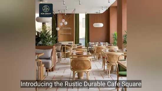 Rustic Durable Cafe Tea Shop Square Solid Wood Table Rattan Chair Sofa Commercial Coffee Restaurant Seating Furniture Sets 
