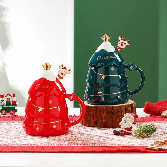 400ml Creative Couple Christmas Gift Ceramic Mug Gift Box Set 