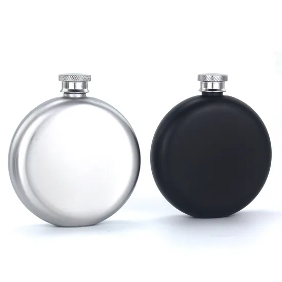 5oz 304 Stainless Steel Russian Body Portable Outdoor Flat Metal Round Wine Bottle 