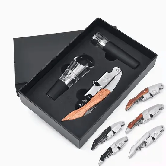 Hot Seller Custom 3PCS Wine Tools Wine Corkscrew Set 