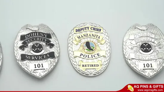 Metal Custom Security Police Security with Leather ID Card Holder China Wholesale Custom Metal Gifts Alloy Embroidered Enamel 