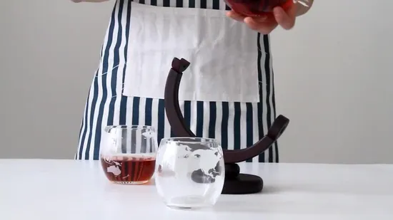 Hand Made Borosilicate Liquid Etched Globe Decanter Set with Whisky Cups 