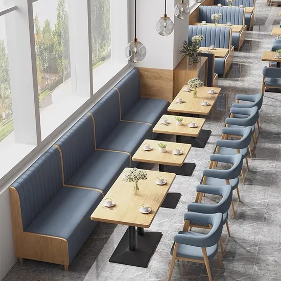 Customized Restaurant Double Sided Sofa Set Coffee Shop Wall Sectional Sofa 