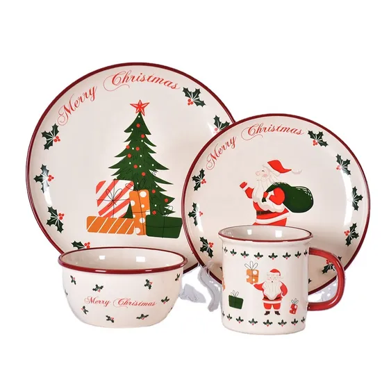 Elegant Ceramic Christmas Plate and Mug Set for Business Gifts 
